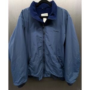 Vtg LL Bean Warm Up Jacket Men XL TALL Blue Fleece Lined Zip Pocket Outdoor Coat